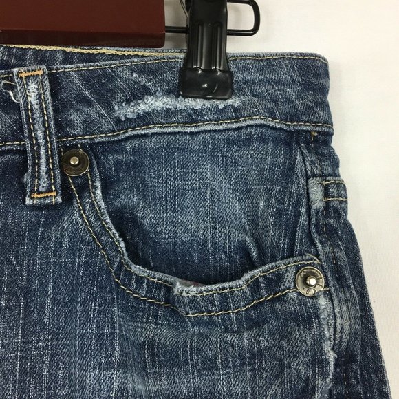 Aeropostale Womens Sz 5/6 Stretch Flare Blue Destressed Denim Jeans Inseam 29" - Picture 4 of 12